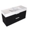 Fluted Floating Bathroom Vanity - 48 Inch, Modern, Matte Black, Chrome Handles, Fluted Cabinet