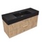 Fluted Floating Bathroom Vanity - 48 Inch, Modern, Rustic Brown Oak, Gold Handles, Fluted Cabinet