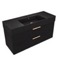 Fluted Black Floating Bathroom Vanity - 48 Inch, Modern, Matte Black, Gold Handles, Fluted Cabinet