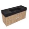 Fluted Floating Bathroom Vanity - 48 Inch, Modern, Rustic Brown Oak, Chrome Handles, Fluted Cabinet