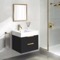 24 Inch Small Floating Bathroom Vanity, Modern, Matte Black, Gold Handles