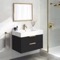 Floating Bathroom Vanity With Sink, 32 Inch, Matte Black, Gold Handles