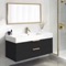 48 Inch Floating Bathroom Vanity With Sink - Modern, Matte Black, Gold Handles