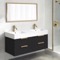 48 Inch Double Floating Bathroom Vanity With Sink - Modern, Matte Black, Gold Handles