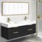 56 Inch Double Bathroom Vanity With White Ceramic Sink Top - Modern, Matte Black, Gold Handles