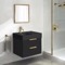 Black 24 Inch Small Floating Bathroom Vanity, Modern, Matte Black, Gold Handles