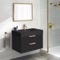 Black Floating Bathroom Vanity, 32 Inch, Modern, Matte Black, Gold Handles