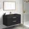 Black Floating Bathroom Vanity, 40 Inch, Modern, Matte Black, Gold Handles