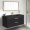 48 Inch Floating Bathroom Vanity With Black Sink - Modern, Matte Black, Gold Handles
