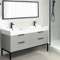 Modern Double Bathroom Vanity, 56 Inch, Free Standing