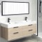 Double Floating Bathroom Vanity, Modern, 56 Inch