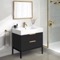 Modern Bathroom Vanity, 32 Inch, Matte Black, Free Standing, Gold Handles