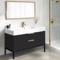 48 Inch Bathroom Vanity With Sink - Modern, Matte Black, Free Standing, Gold Handles