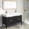 48 Inch Double Bathroom Vanity With Sink - Modern, Matte Black, Free Standing, Gold Handles
