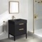 Black 24 Inch Small Bathroom Vanity, Modern, Matte Black, Free Standing, Gold Handles