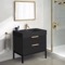 Black Bathroom Vanity, 32 Inch, Modern, Matte Black, Free Standing, Gold Handles
