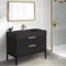 Black Bathroom Vanity, 40 Inch, Modern, Matte Black, Free Standing, Gold Handles