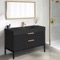 48 Inch Bathroom Vanity With Black Sink - Modern, Matte Black, Free Standing, Gold Handles