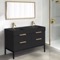 48 Inch Double Bathroom Vanity With Black Sink - Modern, Matte Black, Free Standing, Gold Handles