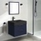Floating Small Bathroom Vanity, Modern, Blue, 24 Inch