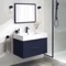 Blue Bathroom Vanity, Floating, Modern, 32 Inch
