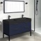 Modern Double Bathroom Vanity, Blue, 48 Inch, Free Standing