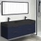 Double Floating Bathroom Vanity, Modern, Blue, 56 Inch