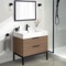 Modern Bathroom Vanity, Walnut, 32 Inch, Free Standing
