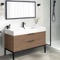 Modern Bathroom Vanity, Walnut, 48 Inch, Free Standing