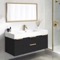 48 Inch Floating Bathroom Vanity With Sink - Modern, Matte Black, Gold Handles
