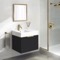 24 Inch Single Floating Bathroom Vanity With White Ceramic Sink Top - Small, Modern, Matte Black