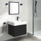 Floating Small Black Bathroom Vanity, Modern, 24 Inch