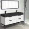 Modern Double Bathroom Vanity, 56 Inch