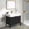 Modern Bathroom Vanity, 32 Inch, Matte Black, Free Standing, Gold Handles