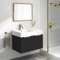 Modern Floating Bathroom Vanity, 32 Inch, Matte Black, Gold Handles