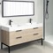 Double Bathroom Vanity, Modern, 56 Inch, Free Standing