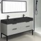 Modern Double Bathroom Vanity, 56 Inch