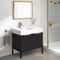 Modern Bathroom Vanity, 32 Inch, Matte Black, Free Standing, Gold Handles