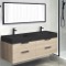 Double Floating Bathroom Vanity, Modern, 56 Inch