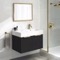 Modern Floating Bathroom Vanity, 32 Inch, Matte Black, Gold Handles