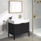 Modern Bathroom Vanity, 32 Inch, Matte Black, Free Standing, Gold Handles