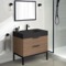 Modern Bathroom Vanity, Walnut, 32 Inch, Free Standing