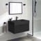 Floating Black Bathroom Vanity, Modern, 32 Inch