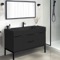 Modern Black Bathroom Vanity, 48 Inch, Free Standing
