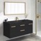 48 Inch Floating Bathroom Vanity With Black Sink - Modern, Matte Black, Gold Handles