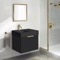 24 Inch Single Floating Bathroom Vanity With Black Ceramic Sink Top - Small, Modern, Matte Black