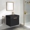 24 Inch Single Floating Bathroom Vanity With Black Ceramic Sink Top - Small, Modern, Matte Black