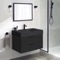 Black Floating Bathroom Vanity, Modern, 32 Inch