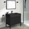 Modern Black Bathroom Vanity, 32 Inch, Free Standing