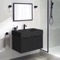 Floating Black Bathroom Vanity, Modern, 32 Inch